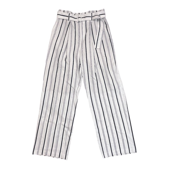 Vince Donny White Blue Stripe Wide Leg Belted Pants - Picture 4 of 11